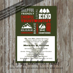 Soar Eagle - groen - Eagle Scout Court of Honour-uitnodiging - digitaal bestand 5 x 7