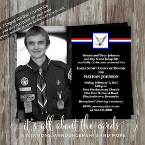 Honored Scout Black - photo - Eagle Scout Court of Honor Invitation - fichier numérique 5 x 7