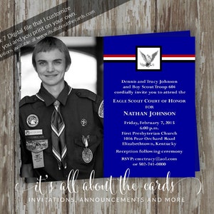 Honored Scout Blue - photo - Eagle Scout Court of Honor Invitation - fichier numérique 5 x 7