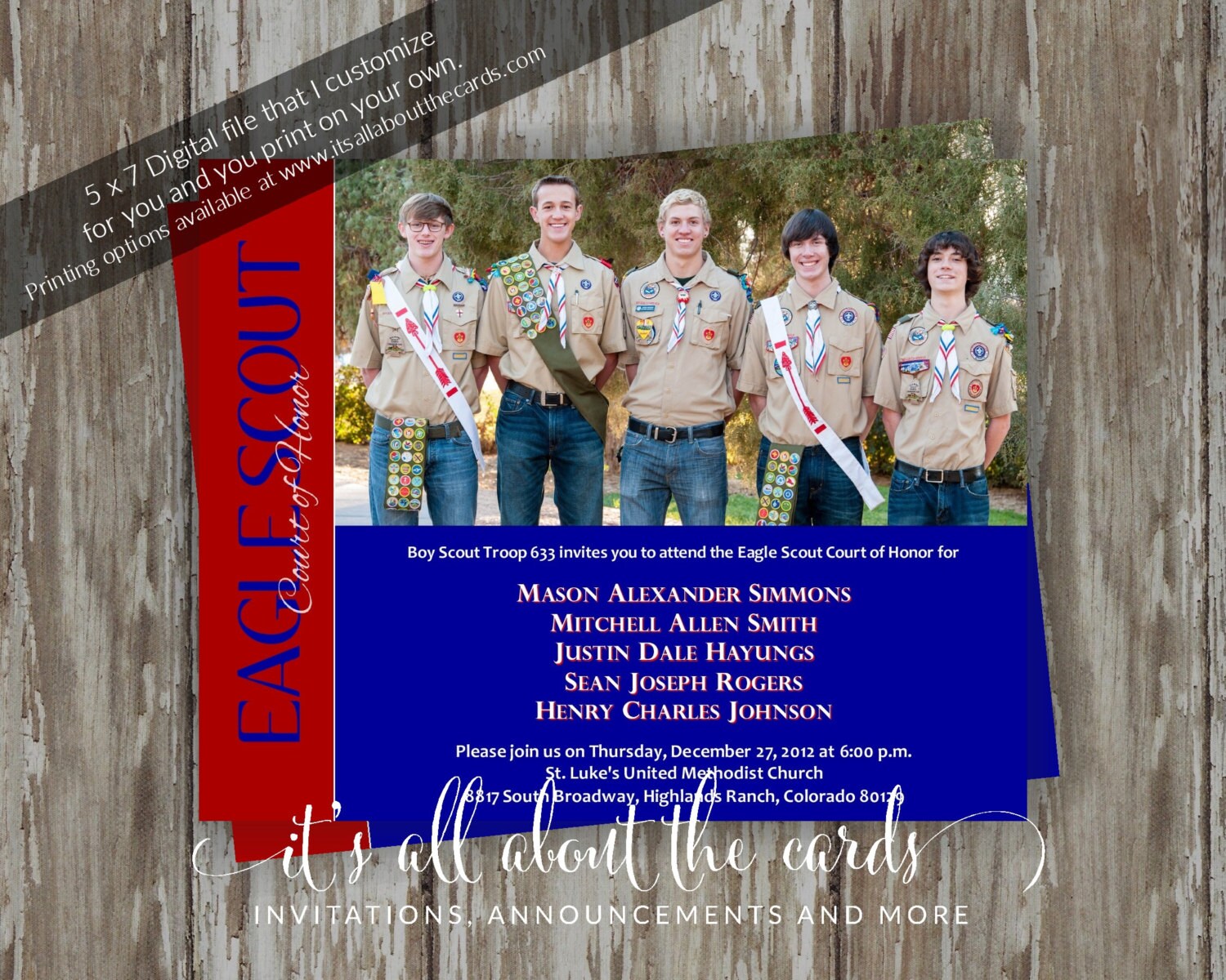 Eagle Scout Court of Honor Invitations Eagle Wings Blue/red Etsy