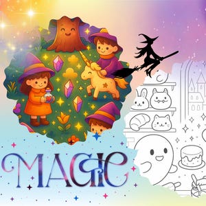 Magic World Coloring Pages | 9 Printable Fantasy Coloring Sheets | Magical Creatures & Enchanted Places | Instant Download PDF