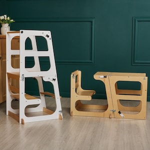 8in1 Convertible Toddler Tower with Chalkboard, Safety Net, Paper Roll, Slide, kitchen tower table, learning help tower, montessori stool