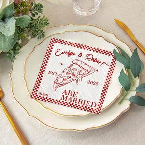 Wedding Pizza Napkins, That&#39;s Amore Bridal Shower Napkins, Custom Pizza Dinner Napkin, Bachelorette Party Napkins
