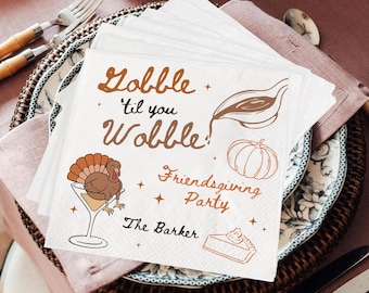 Custom Thanksgiving Napkins, Holiday Party Decor