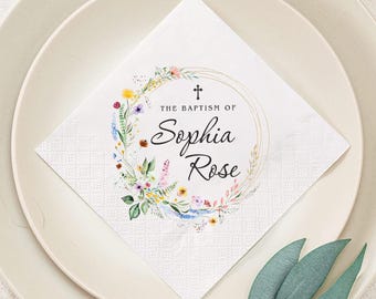 Personalized Baptism Napkins: Custom Print, Boy or Girl Christening