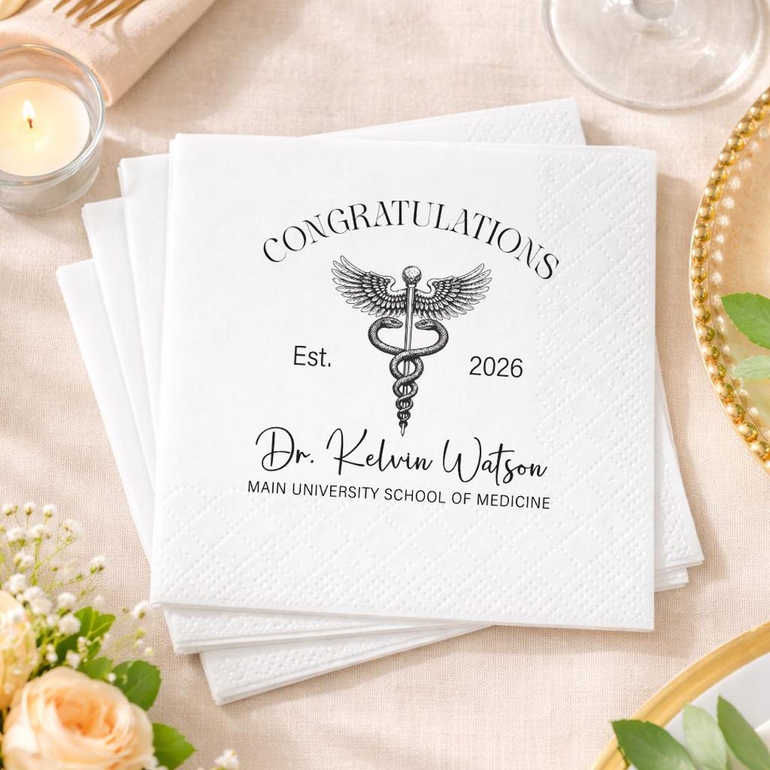 Personalized Medical Graduation 2026 Napkins, Congrats Grad Themed Gift ...