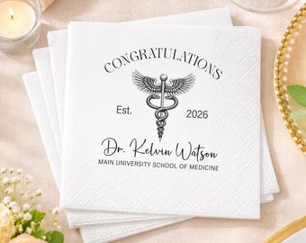 Personalized Medical Graduation 2026 Napkins, Congrats Grad Themed Gift, Medical School Doctor, Party Decorations
