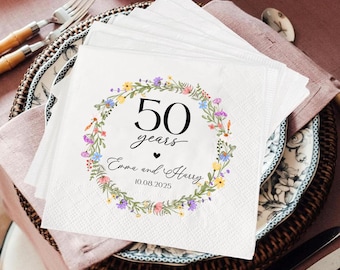 Personalized 50th Anniversary Napkins: Cheers to 50 Years