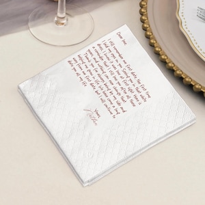 Custom Love Note Handwriting, Personalized Handwritten Note Napkins, Wedding Cocktail Napkins, Printed Wedding Cocktail Napkins
