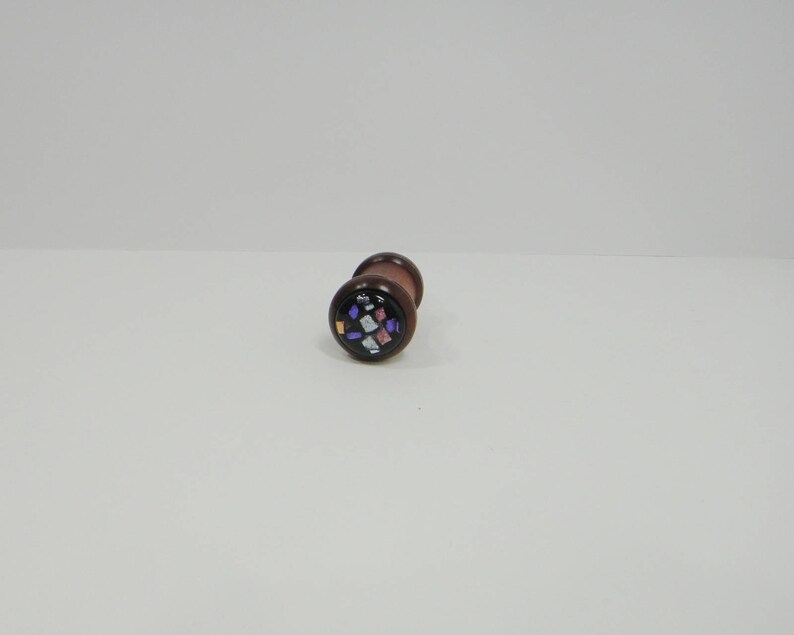 Paduak Wood Bottle Stopper Dichroic Glass Cabochon