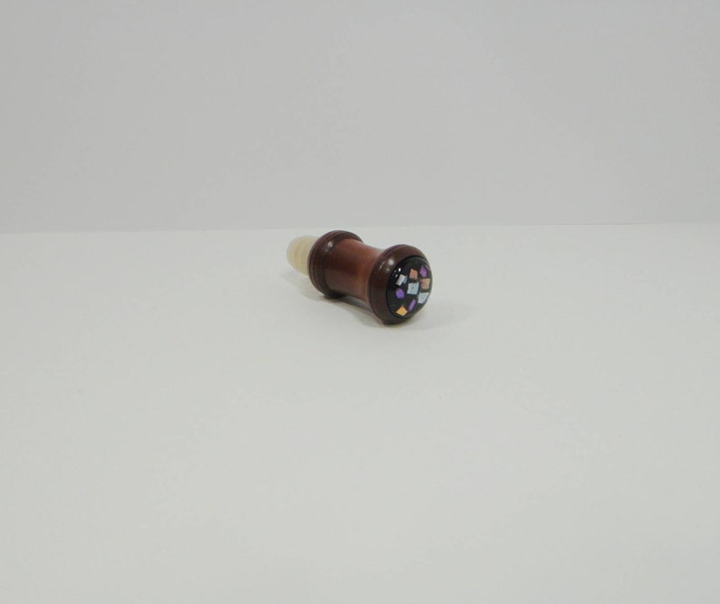Paduak Wood Bottle Stopper Dichroic Glass Cabochon