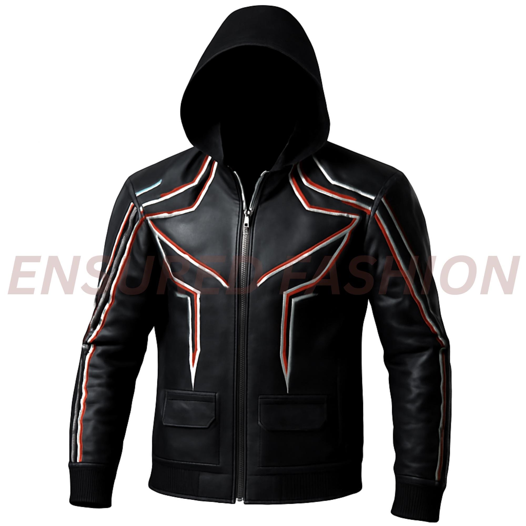 ジャケット・アウター leather hoodie jacket fireman Black Leather Fireman Field Coat - Assembly New York