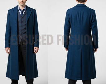 14th Doctor Who Wool Coat: David Tennant Cosplay Trench Overcoat