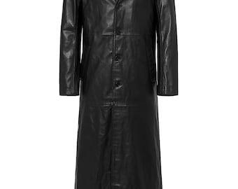 Real Leather Trench Coat: Gothic Cyberpunk Rock Overcoat