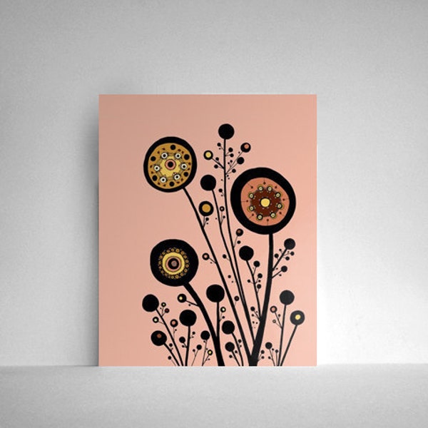HALF-OFF SALE: Circles upon Circles in Peach, Pink, Coral, Orange and Yellow Flowers Print 8x10