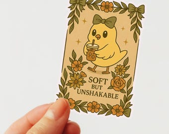 Kawaii Canary Sticker: Tattoo Style Floral Vinyl Decal - Mental Health