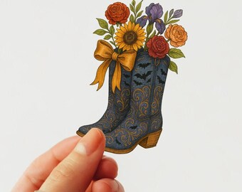 Cowgirl Boots Halloween PNG: Retro Ghost Western Sublimation Design (Digital Download