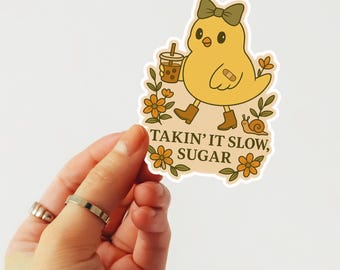 Kawaii Cowboy Bird Sticker: Takin' It Slow Vinyl Decal