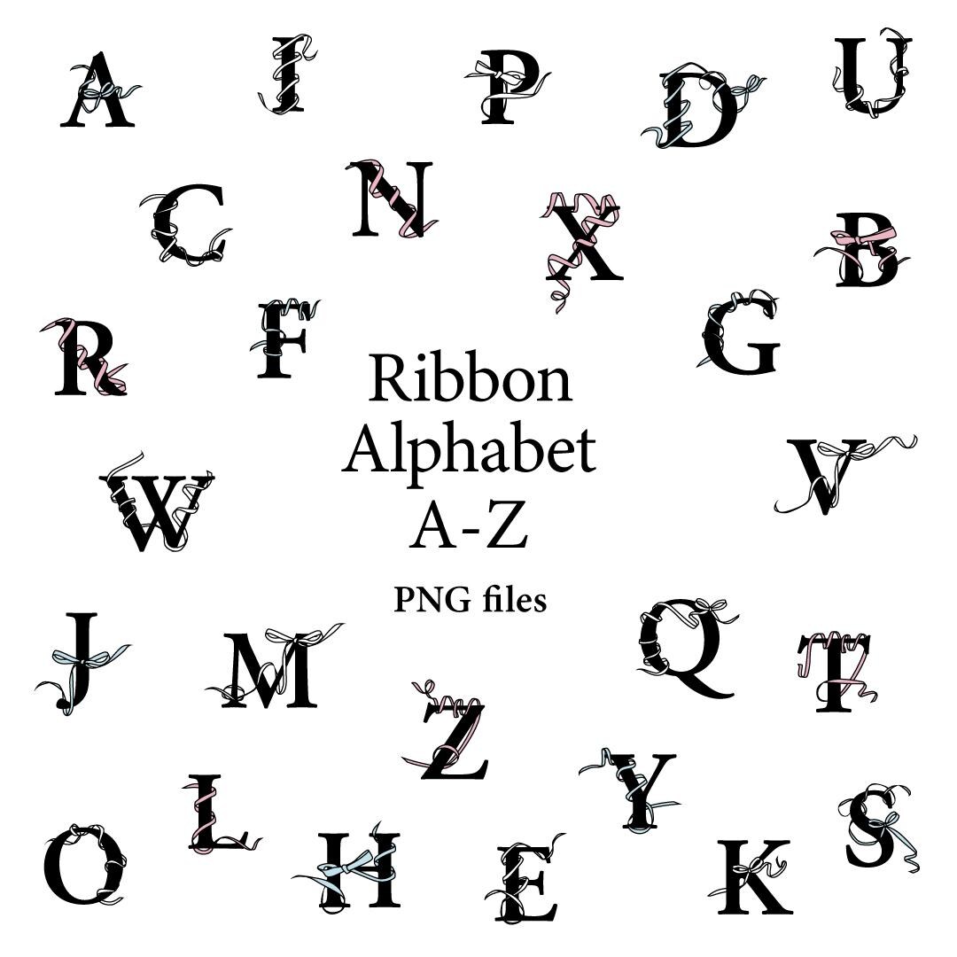 Bow Lettering Ribbon and Bow Alphabets, Ribbon Letters, Bow Letters, Ribbon Clip Art ...