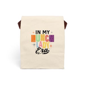 Retro Canvas Lunch Bag, Stylish Lunch Tote with Strap, Perfect for School, Work, or Picnics, Lunchbox for Foodies, Fun Gift for Lunch