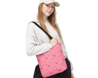 Bolso tote con estampado de lazos rosas / Estampado de lazos repetidos