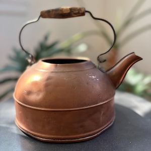 Vintage Revere Ware Hammered Copper Tea Kettle – 8” No Lid, Classic Rustic French Kitchen Décor