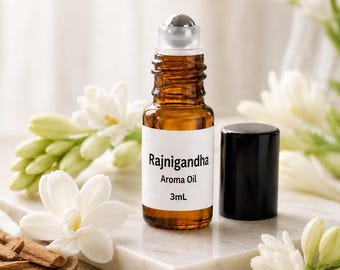 Rajnigandha Tuberose Aroma Oil| Green Radiant Floral Scent on Sandalwood Base| Alcohol Free Roll On, Gift for Her