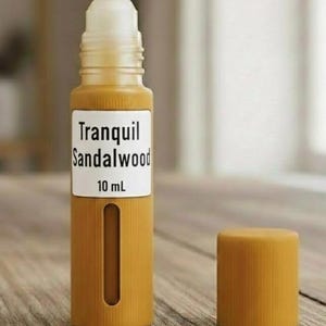 Tranquil Sandalwood Aroma Oil | Calming Mysore Wood Santal Scent | Natural Roll On | Alcohol Free Fragrance | Romantic Unisex Zen Yoga Gift