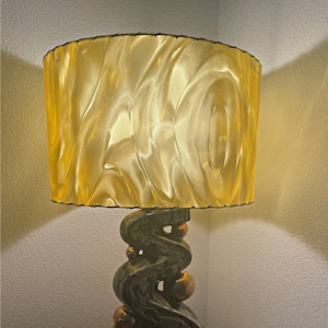 MCM or Mid Century-style Drum lampshade.  In rich Yellow tones.  Perfect for any Retro, Vintage or Modern decor.