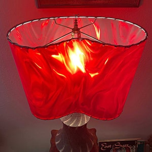 Retro Amoeba-Shape Lampshade / Mid-Century Modern Red Lighting / Tiki, Atomic Ranch, Eames-Inspired Decor