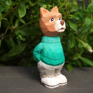 Mr. Wonder Dog - Hand Carved and Painted wooden Dog Figurine, Gifts with Love, Dog figure, Wood Carving, Sculpture, Handmade, Home Decor