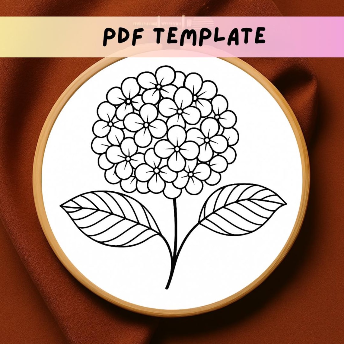 Hydrangea Flower Embroidery Pattern, Botanical Hand Embroidery PDF ...