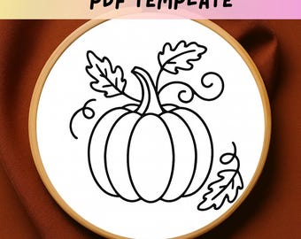Pumpkin Embroidery Pattern, Autumn Pumpkin Hand Embroidery, Fall Harvest Embroidery , Simple Pumpkin Embroidery Design, DIY Stitch Template