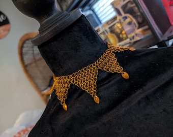 Collar/gargantilla de bufón de cota de malla hecho a mano - Personalizable