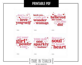Girl Power Valentine's Printable PDF, Galentines, Female Friendship, Girl Empowerment, Feminist Valentines, Printable Instant Download