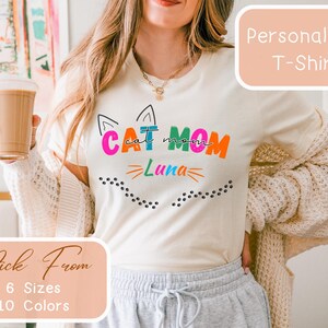 Personalized Cat Mom Shirt | Custom Gift for Cat Lovers | Cute Kitty Lovers Tee | Gift For Her | Pet Lovers Gift