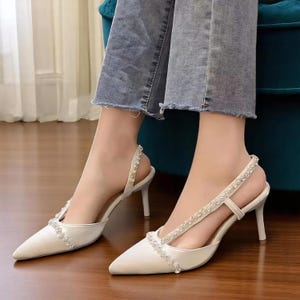 Funkelnde High Heel Sandalen für Frauen - Diamant spitze Zehenabsätze, modische dünne Absätze, Frühlingsparty Schuhe, Stiletto Absätze, verzierte Absätze
