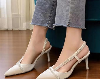 Diamond Embellished Pointed Toe Heels - Sparkling Stiletto Sandals