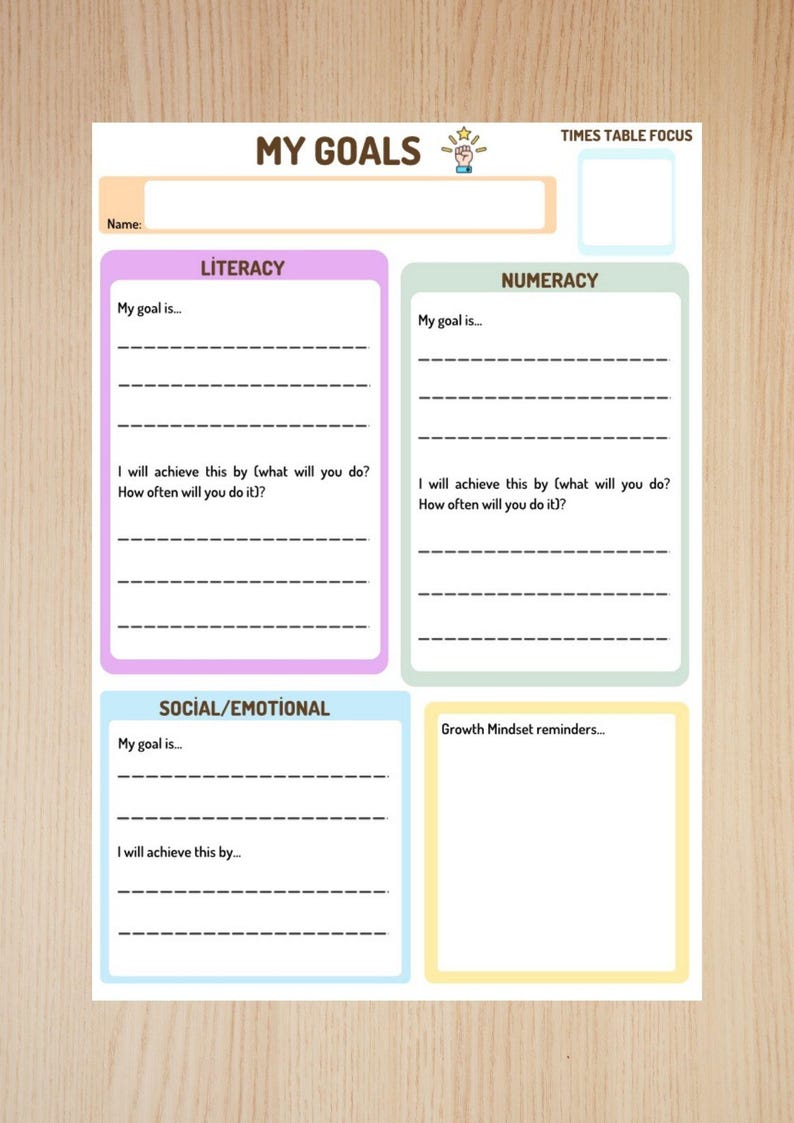 Student Goal Setting Template - Editable - Etsy