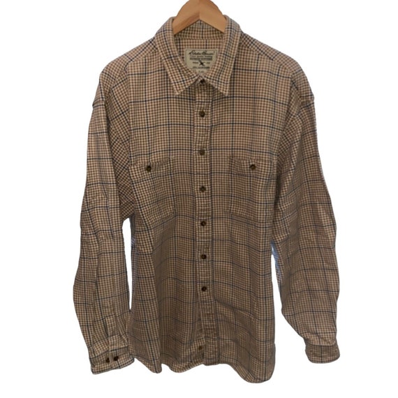 Eddie Bauer Shirt Mens XL Glen Plaid Thick Twill … - image 1
