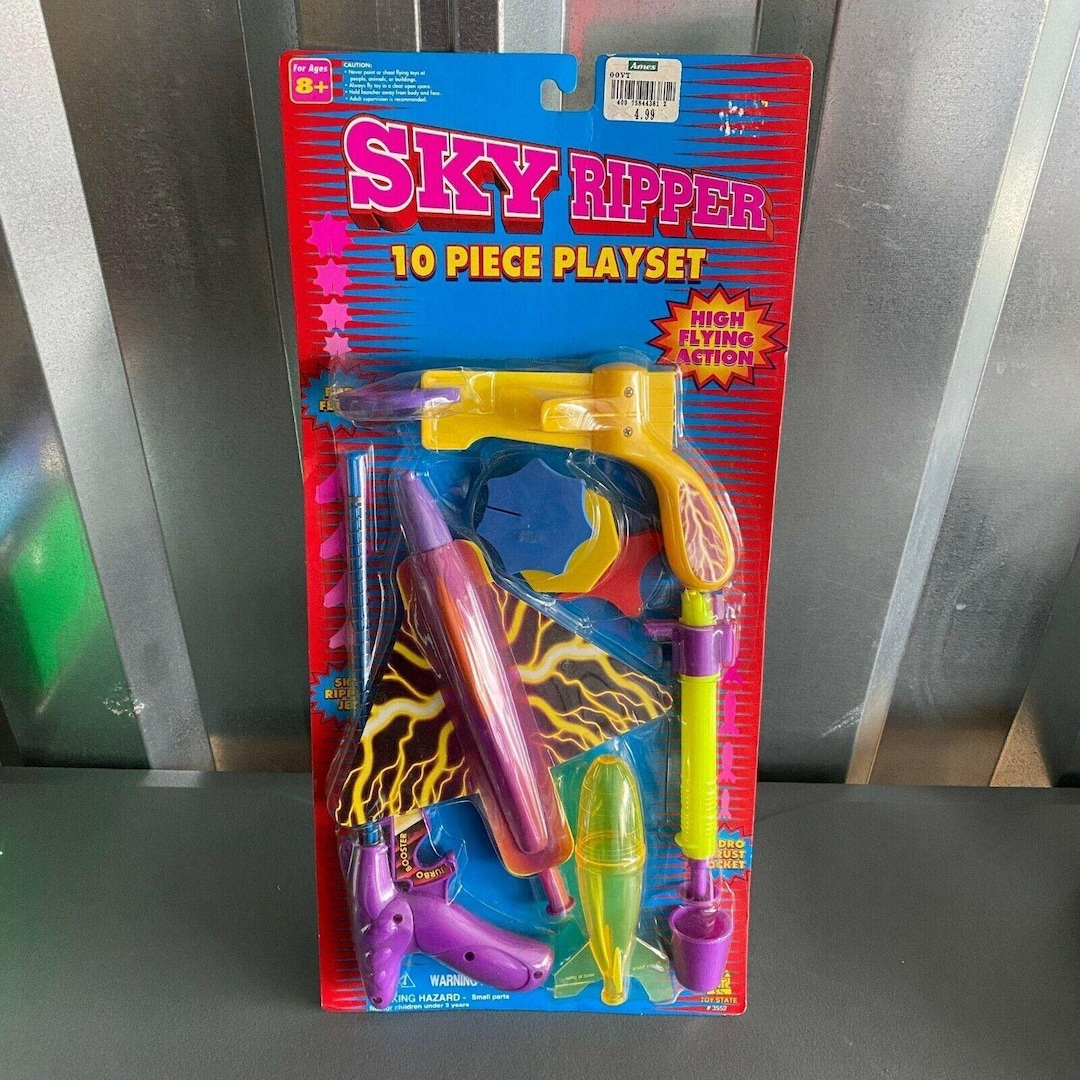 Skyripper Model Rockets Sky Ripper 10 Piece Playset Rocket Glider Toy State #3552 Vintage 1990s ...