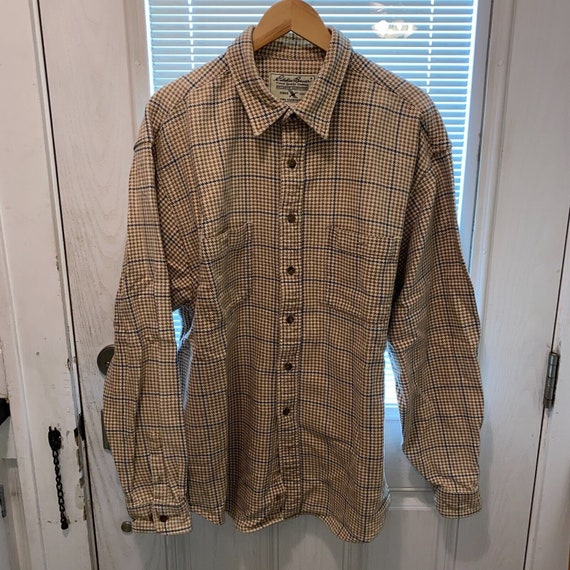 Eddie Bauer Shirt Mens XL Glen Plaid Thick Twill … - image 2