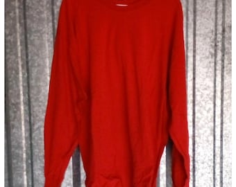 Russell Athletic T-Shirt Mens XL Crewneck Red Long Sleeve Vintage Blank