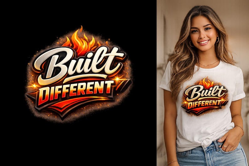 Built Different PNG Logo, Motivational Streetwear Design (digital ...