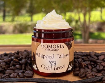 Bálsamo de sebo batido: café frío y vainilla, humectante de animales alimentados con pasto