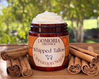 Bálsamo de sebo batido: Hidratante navideño con azúcar y canela, sebo de animales alimentados con pasto