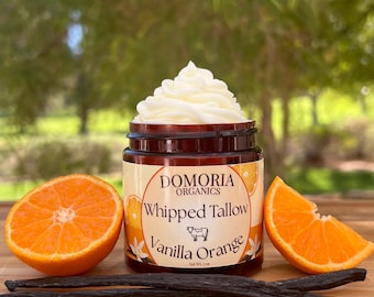 Whipped Tallow Balm: Vanilla Bean Orange, Chamomile & Calendula Moisturizer for Dry Sensitive Skin