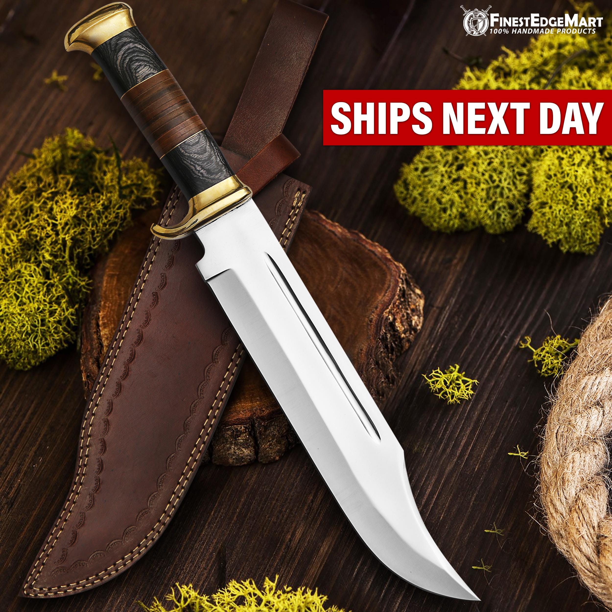 Couteau Bowie Dundee de chasse en crocodile de 18 po. D2 fait main et