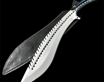 Handgemaakt D2-stalen jachtmes: 18-inch micarta-handvat met volledige tang