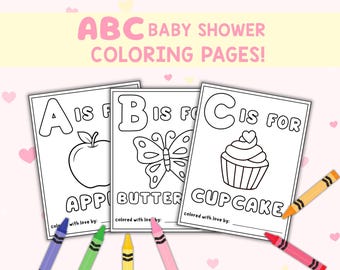 Libro para colorear del abecedario para niña / Actividad para baby shower, recuerdo (descarga en PDF)